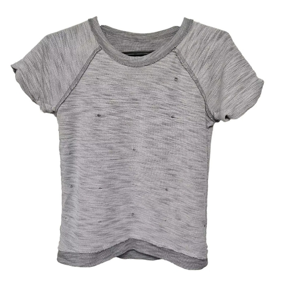 a.n.a A New Approach Soft Knit Gray Studded Top with Rolled Short Sleeves Size S - Picture 5 of 9